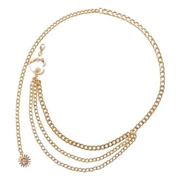 Imagem de Corrente de cintura moderna com pingente de coração e lua para mulheres e homens, punk, gótico, com borla, cinto de barriga, boêmio, verão, praia, biquíni, sexy, corrente ajustável, hip hop