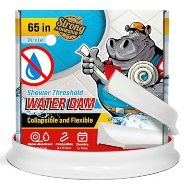 Imagem de Barreira de barragem de água de limite de chuveiro 165 cm - Bloqueador de água de chuveiro dobrável branco - Proteção para chuveiro - Tampa de proteção de água para piso - Bloqueador de água para