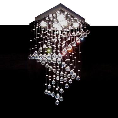Imagem de Lustre Para Sala, Quarto, Sala De Jantar, Corredor, Hall Em Cristal Base 38x38 100cm