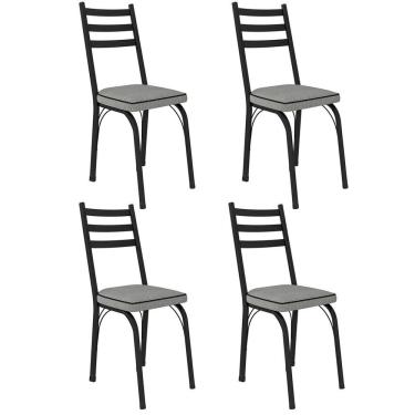 Imagem de Kit 4 Cadeiras Para Cozinha Tubular D-13 Nara De Aço Preto/platina