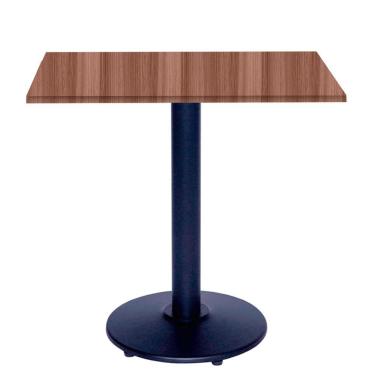 Imagem de Mesa Zeta Ferro Preto 75 Cm (alt) Disco Redondo Tampo Mdp Quadrado 80 Cm (larg) X 2,50 Cm Alt Walnut