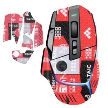 Imagem de Fita adesiva para mouse Logitech G502 X/G502 X Plus Gaming Mouse, fita antiderrapante para mouse, kit de atualização de mouse profissional pré-cortado resistente ao suor autoadesivo (vermelho)