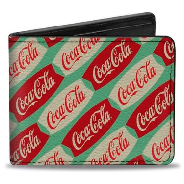 Imagem de Carteira Coca-Cola, Bifold, Logotipo Coca Cola Script Letreiro Verde Vermelho Branco, Couro Vegano