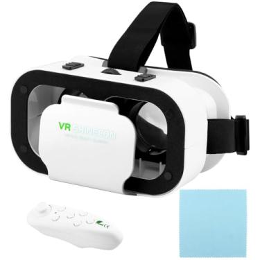 Imagem de VR Headset for Phone with Controller,Virtual Reality Goggles,110° FOV VR Goggles, 3D Glasses Headset Helmets For VRs Game Video Movies Education Fit 4.7-6“ Screen(White+Black,Size:6.14*3.98*3.46inch)