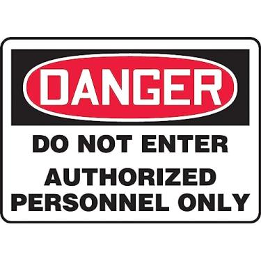 Imagem de ACCUFORM Placa adesiva de segurança de vinil SIGNS MADM140VS, legenda "Danger DO NOT Enter Authorized Personnel ONLY", 17 cm de comprimento x 25 cm de largura x 0,004 cm de espessura, vermelho/preto