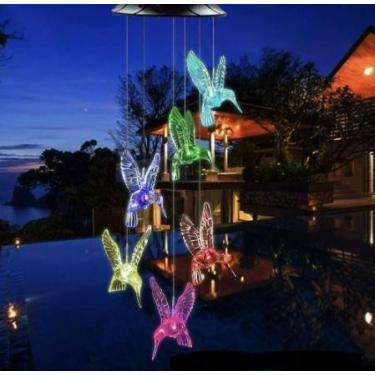 Imagem de Sino Dos Ventos Beija Flor Lâmpada Energia Solar - Minymix