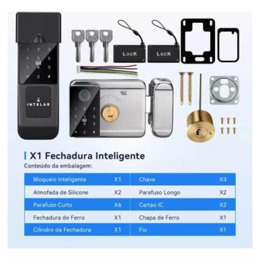 Imagem de Intelar Fechadura De Porta De Ferro Com Impressão Digital Preto Grafit