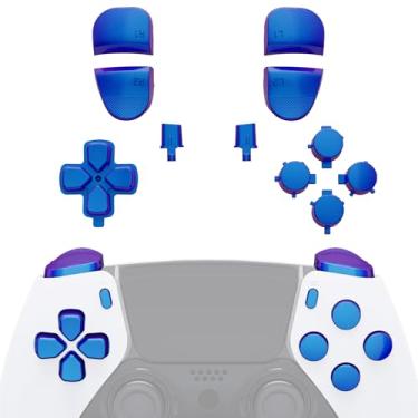 Imagem de eXtremeRate Conjunto Completo De Botões Substituição Compatível Com Controle Ps5 Edge, Direcionais Roxos E Azuis, Opções Compartilhamento, Tela Inicial, R1, L1, R2, L2, Gatilhos Do