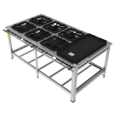 Imagem de Fogão Industrial Inox Gastromaq 6 Bocas Mistas Encosto com Chapa FGI40
