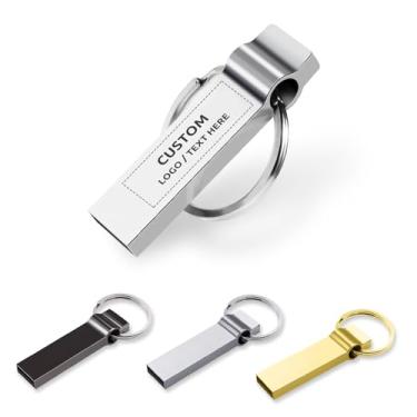 Imagem de Pen drive USB personalizado, pacote com 50 unidades de pen drive USB 2.0 com chaveiro, ideal para negócios, educação, corporação, estúdio de fotografia e música (512 MB, sem caixa)