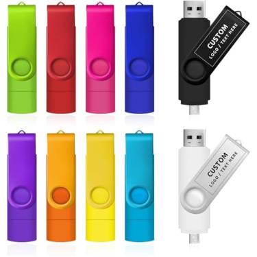 Imagem de Pen drive USB OTG personalizado, pacote com 100 unidades de pen drive de memória USB duplo, ideal para presentes corporativos, eventos de negócios e brindes promocionais (1 GB, sem caixa)