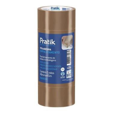 Imagem de Fita Empacotamento Pratik 48mmx45m Marrom - Embalagem com 5 Unidades