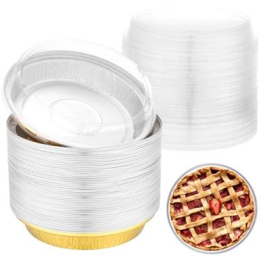 Imagem de EUSOAR Formas de bolo com tampas, 50 peças de 283 g/275 ml de alumínio descartáveis ramequins forno, forno, forno, forno, forro, forro, forro, folhas para assar, cheesecakes, creme, brulee