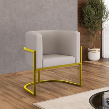 Imagem de Poltrona Corino Decorativa Lua Recepção Base Ferro Gold Cor:bege