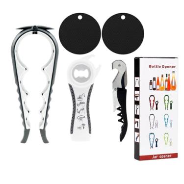 Imagem de Castrap 2025 Novo Conjunto De Abridores De Frasco 5 Em 1 Abridor De Garrafa De Cerveja 4 Em 1 Abridor De Tampa De Cozinha Abridor De Lata Multifuncional Para Uso Doméstico (5PCS - branco)