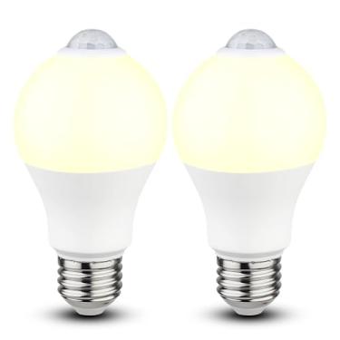 Imagem de Lâmpadas com sensor de movimento - 9 W (equivalente a 60 W) lâmpada LED ativada por movimento E26 3000 K branco quente do crepúsculo ao amanhecer lâmpada de segurança auto liga e desligar interior