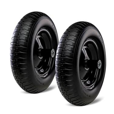 Imagem de Taifa Pneus e rodas de substituição de 3,50 a 8 polegadas com rolamento de 14 polegadas, 2 peças, sem ar para carrinho de mão/vagão/caminhão de mão/carrinho/trolete/scooter de jardim, etc.