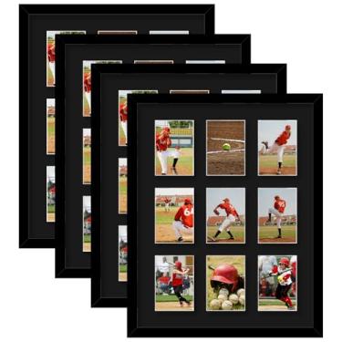 Imagem de HEYTUYA Moldura de exibição de cartas colecionáveis para 9 cartas padrão, 4 pacotes com moldura de cartão colecionável para parede, colecionador de cartas para esportes, beisebol, basquete, futebol