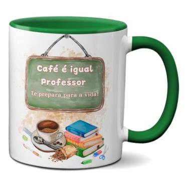 Imagem de Caneca Café É Igual Professor Te Prepara Para A Vida! (Verde)