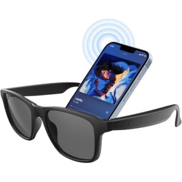 Imagem de Óculos de Sol Inteligente com Áudio Bluetooth 5.3, Condução Óssea, Proteção UV Dupla Camada, Controle Touch, Chamadas Hands-Free, 30g, Preto