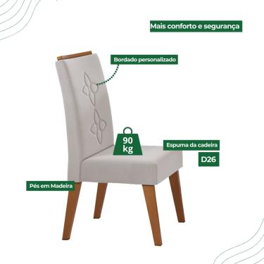 Imagem de Kit com 2 Cadeiras Dora Pés em Madeira Maciça Bege - Casa Giulia