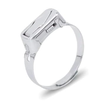 Imagem de Anel de Defesa Pessoal Automático Ajustável em Aço Inoxidável – Design Geométrico