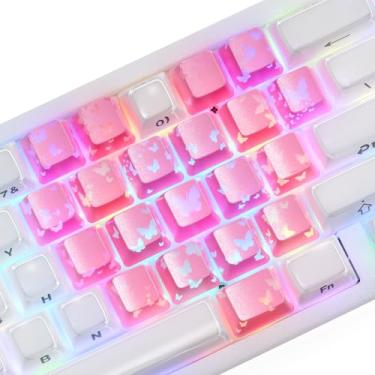 Imagem de Teclas personalizadas XVX, teclas rosa IMD para teclado mecânico de jogos, perfil OEM 21 teclas