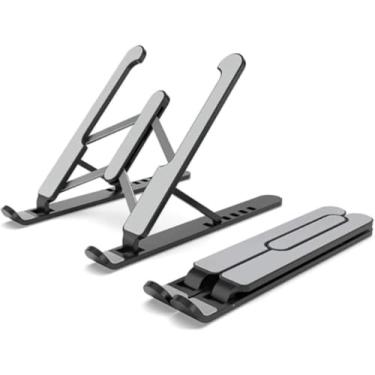 Imagem de Suporte Notebook Ajustável Base Tablet Netbook Ergonômico Dobrável Regulável Leve Apoio Universal (PRETO)