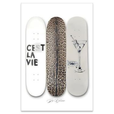 Imagem de Leopard Dirty Martini Wall Art Trendy Vintage Skateboard Poster Fashion Preppy Aesthetic Canvas Prints for Bar Cart Girly Bedroom Wall Decor 40.6x61.0 cm Sem moldura