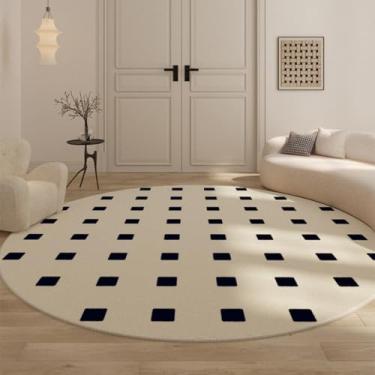 Imagem de Tapetes para quarto, casa, tapete macio, padrão xadrez, decoração para sala de estar, redondo, lavável, estudo (200x200 cm/F)