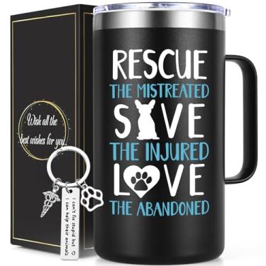 Imagem de Lifecapido Vet Tech Gifts, Rescue the Mistreated Caneca de café isolada de 590 ml com chaveiro, semana de agradecimento a técnicos veterinários presentes de aniversário de formatura para amigos