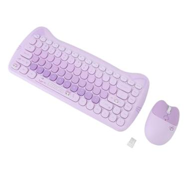 Imagem de 2.4g sem fio 84 teclado de teclas e 4 teclas Conjunto de mouse Cores vibrantes teclados leves foscos do teclado e combinação de mouse (Roxo)