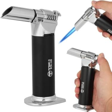 Imagem de Maçarico de sopro, maçarico de butano profissional de cozinha com trava de segurança ajustável, recarregável, chama multiuso, churrasco, cozimento, creme brulee, artesanato e solda (gás butano não