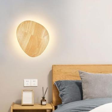 Imagem de Asixxsix Luz de Parede de Madeira LED, Luminária de Arandela de Parede de Madeira Maciça Nórdica Com Conexão Com Fio, Deco para Quarto de Estar No Quarto da Sala de Estar Banheiro