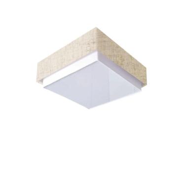 Imagem de Plafon Quadrado Vivare Md-3089 Cúpula Em Tecido 40x40cm - Bivolt Rustico-bege 127/220v