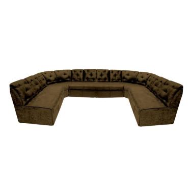 Imagem de Sofá De Canto 12 Lugares Marrom Espuma D33 Super Espaçoso