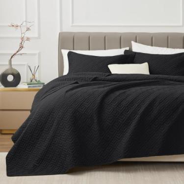 Imagem de Conjunto de edredões EXQ Home King Size preto de 3 peças para todas as