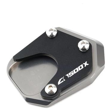 Imagem de BYYINGSUS Compatível com CB500X CB 500 X CB 500X 2013-2022 2021 2020 Acessórios de motocicleta Suporte lateral para pé Ampliar Pad & Valve Caps (cinza)