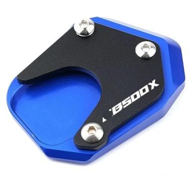 Imagem de BYYINGSUS Acessórios de motocicleta Suporte lateral de pé ampliar tampas de almofada e válvula compatíveis com CB500X CB 500 X CB 500X 2013-2022 2021 2020(azul)