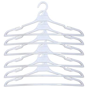 Imagem de Kit 6 Cabide Plástico Branco Secadora de Roupas Fischer