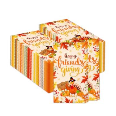 Imagem de 100 guardanapos de ação de amigos, amigos dando papel toalha de mão descartável para festas de Ação de Graças suprimentos de decoração de festa de ação de amigos.