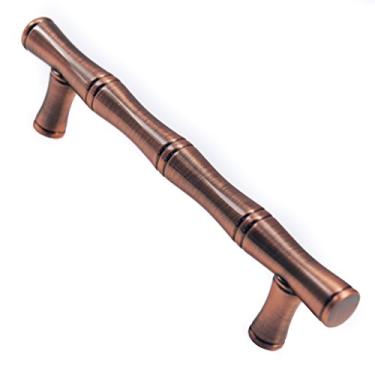 Imagem de Alça de armário estilo bambu URBN de 9,5 cm, acabamento em bronze vermelho (pacote com 10, 12 cm de comprimento, 9,5 cm de orifício a furo)