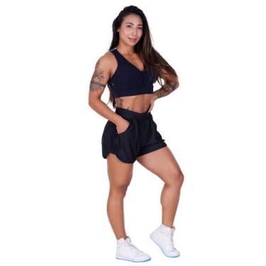 Imagem de Conjunto Feminino Fitness Short Bolso Soltinho E Top Bojo Detalhe Cost