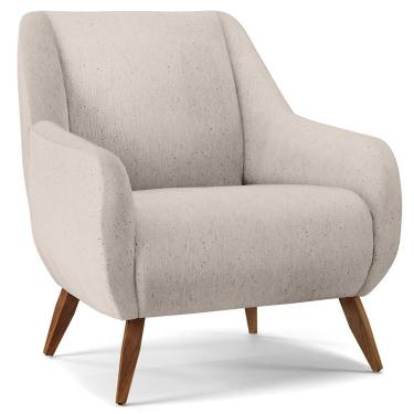 Imagem de Poltrona Decorativa Fixa Pés de Madeira Paloma D02 Linho Cru C-443 - Lyam Decor