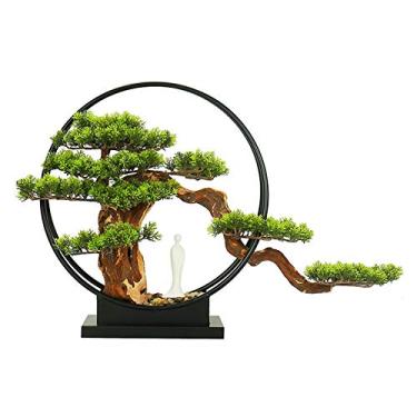 Imagem de Árvores artificiais, novos ornamentos zen chineses, bonsai artificial, pinheiro, decoração de mesa, árvore falsa, planta falsa realista, micro bonsai de paisagem para casa, sala de estar, entrada