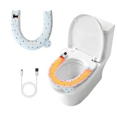 Imagem de Peabownn Capa de assento de vaso sanitário aquecida EASY-CLIAN - Aquecedor à prova d'água alimentado por USB 3 temperaturas, capa de assento de vaso sanitário de inverno U conjunto D