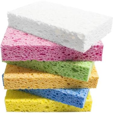 Imagem de Esponjas coloridas 6PSC esponja de cozinha limpa bagunça resistente sem arranhar esponjas cozinha
