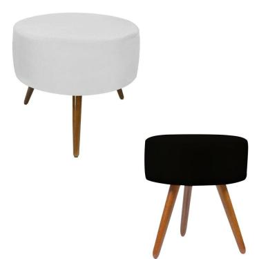 Imagem de Puf Puff Redondo Combo Decoração Um Preto E Um Branco