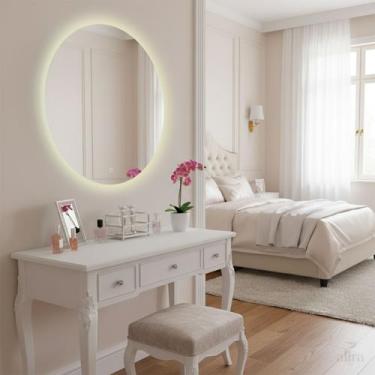 Imagem de Espelho Redondo Emoldurado Led Touch Luxo 80cm Mr-bh005 Alira Home