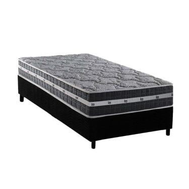 Imagem de Conjunto Box Solteiro: Colchão Molas Anjos Ensacadas Black Graphite + Base Crc Suede Gray(88x188)